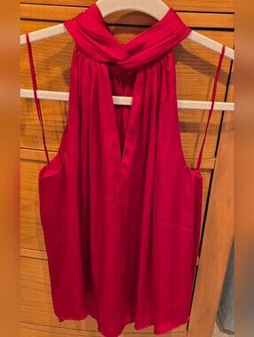 NWT Banana Republic Sleeveless Red Halter Blouse, XS